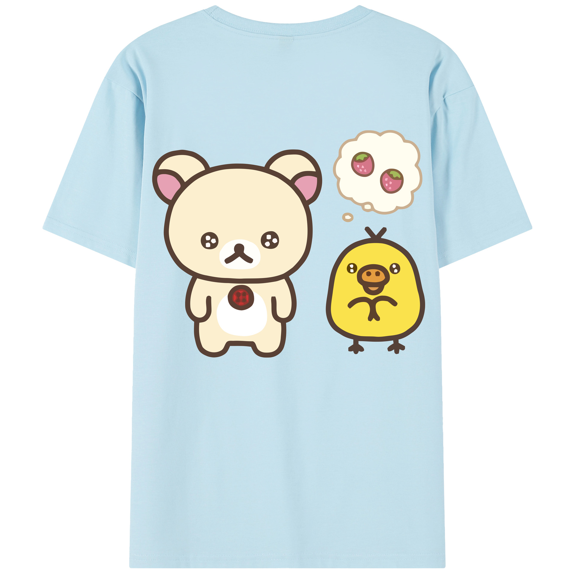 （画像用） リラックマ リラックマ キイロイトリ Rilakkuma Korilakkuma Kiiroitori 綿100％半袖Tシャツ（背面プリント）